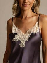 [Lila Grå] SilkSilky-SE Rent Silke Nightgown 004,