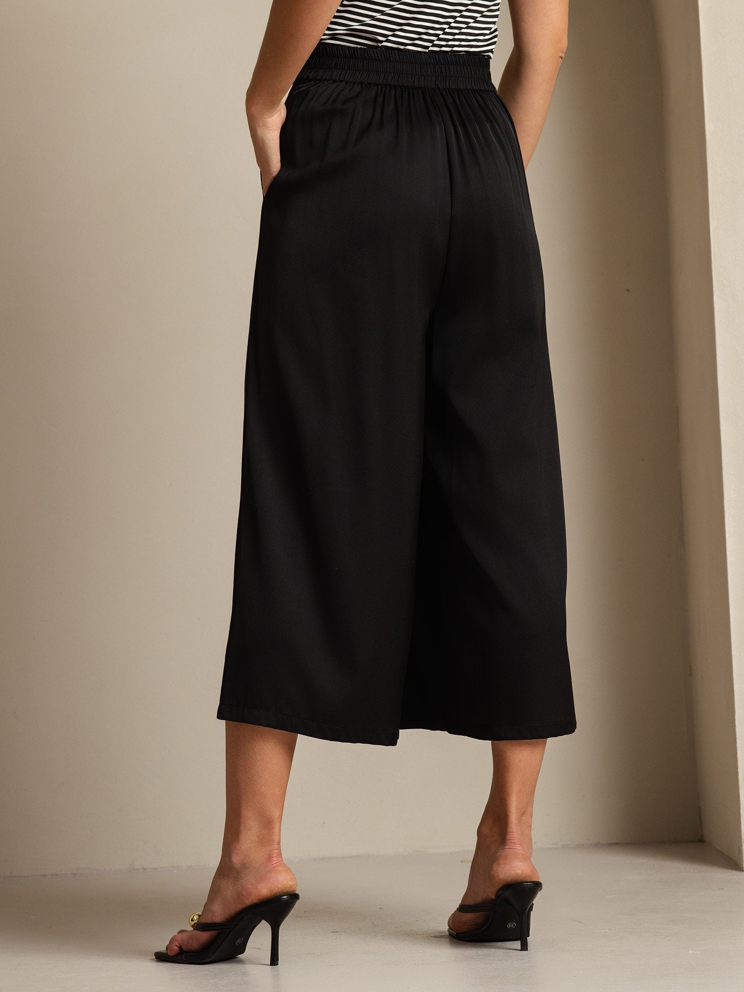 [Svart] SilkSilky-SE 19Momme Silke Womens Pants 002