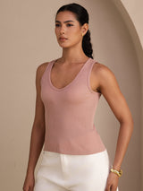 [Rosa] SilkSilky-SE Sleeveless Deep V Neck Cami Toppar 004