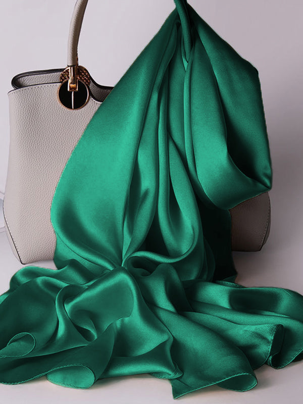 SilkSilky-SE Rent Silke Scarf Mörkgrön 004