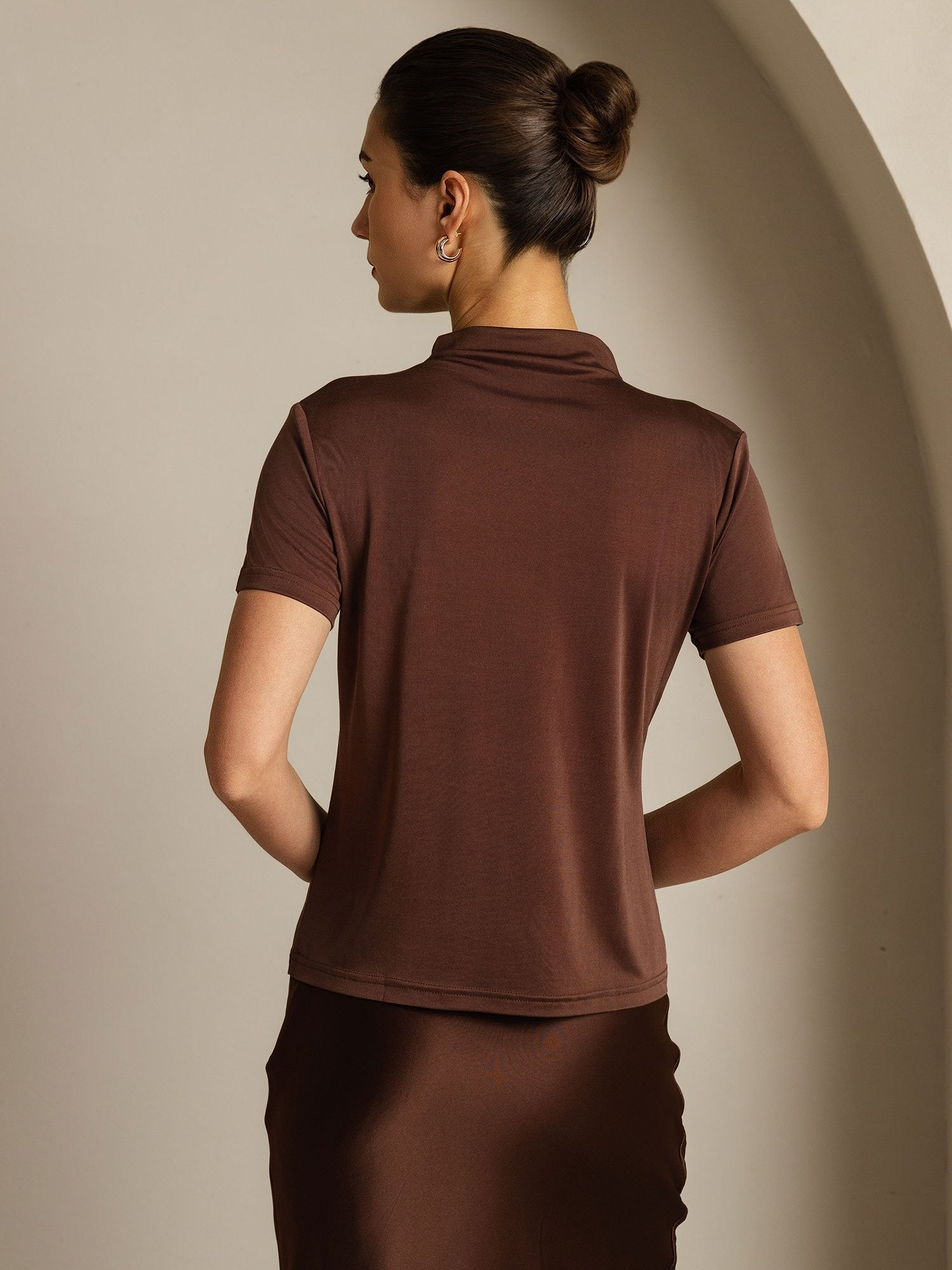 [Kaffe] SilkSilky-SE Rent Silke Krage Dam T-Shirt 002