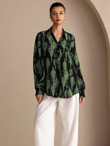 [Svart Mossa] SilkSilky-SE Long Sleeve Lapel Collar Blus 003