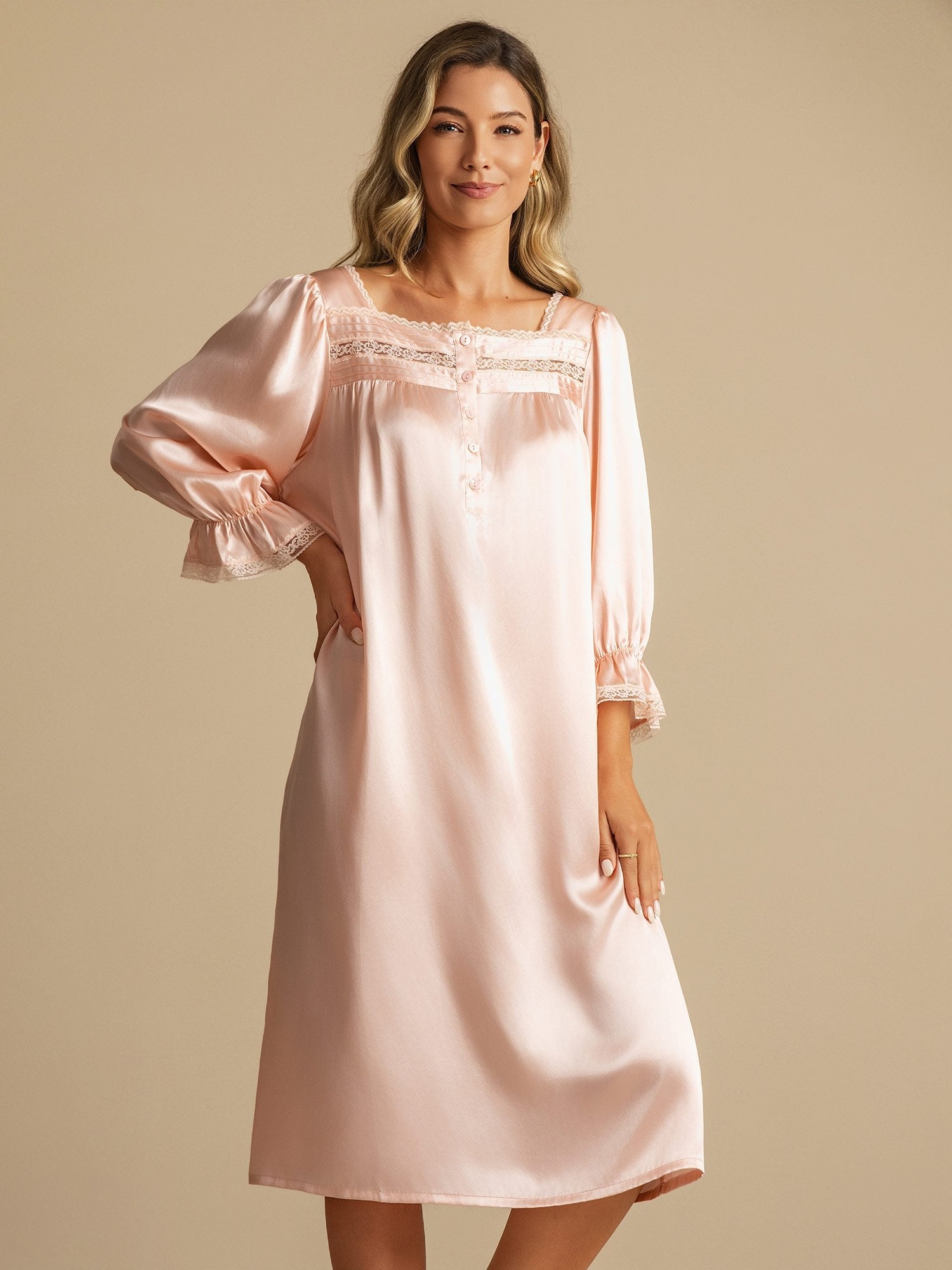 [Ljusrosa] SilkSilky-SE Rent Silke Nightgown 003