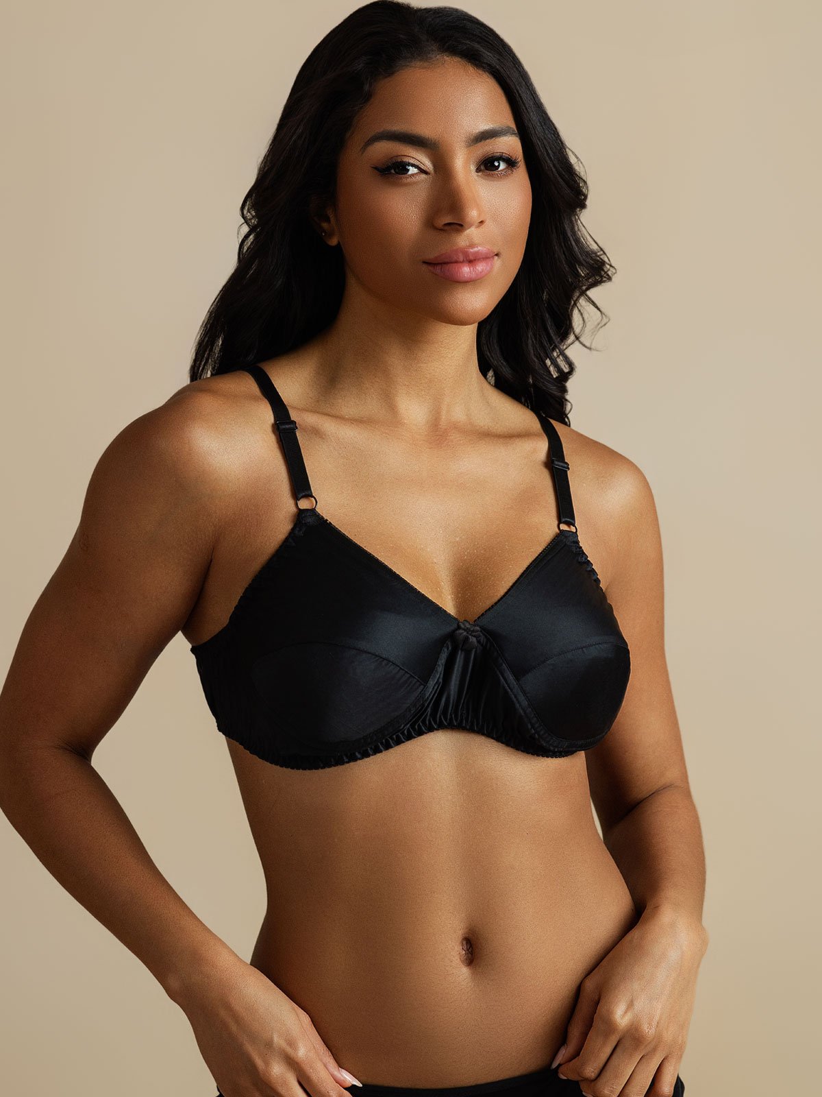 [Svart] SilkSilky-SE Rent Silke Bra 006,