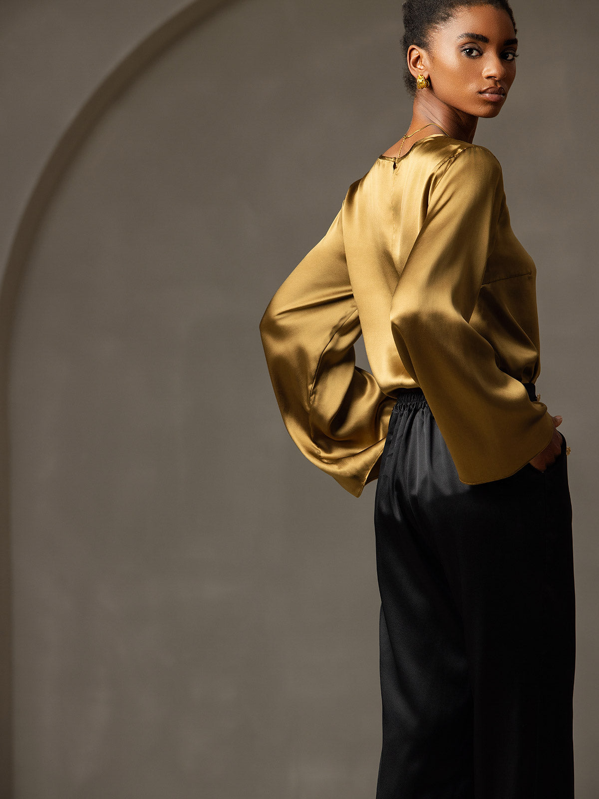 [Brun] SilkSilky-SE 19Momme Silke Womens T-Shirt 006,