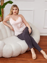 [Rosa] SilkSilky-SE Spaghetti Rem V Ringning Plus Storlek Cami Toppar 005