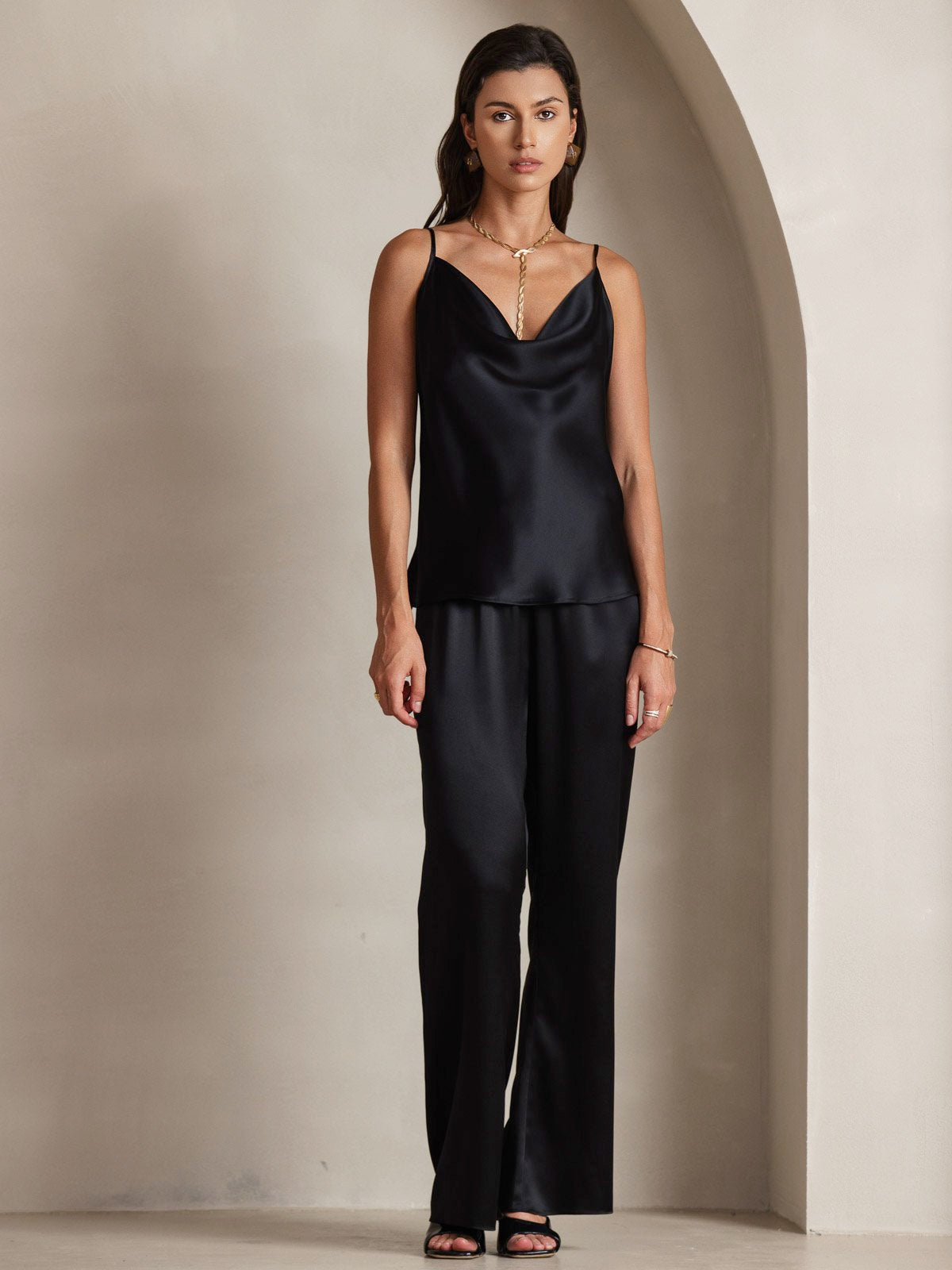 [Svart] SilkSilky-SE 19Momme Silke Camisoles 007