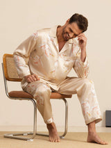 [Champagne] SilkSilky-SE Long Sleeve Lapel Collar Herr Pyjama 008