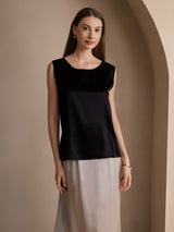 [Svart] SilkSilky-SE Sleeveless Round Neck Cami Toppar 001
