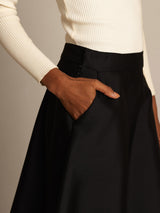[Svart] SilkSilky-SE 32Momme Silk-Wool Blend Skirt 004