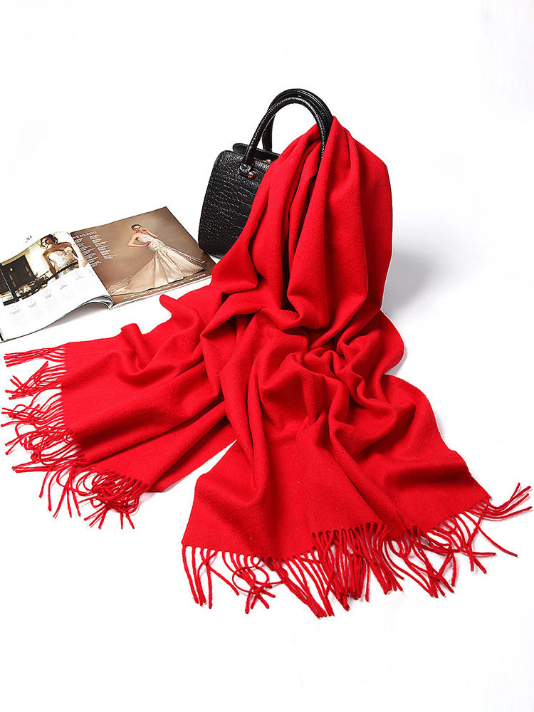 [Röd] SilkSilky-SE Ull Scarf 005