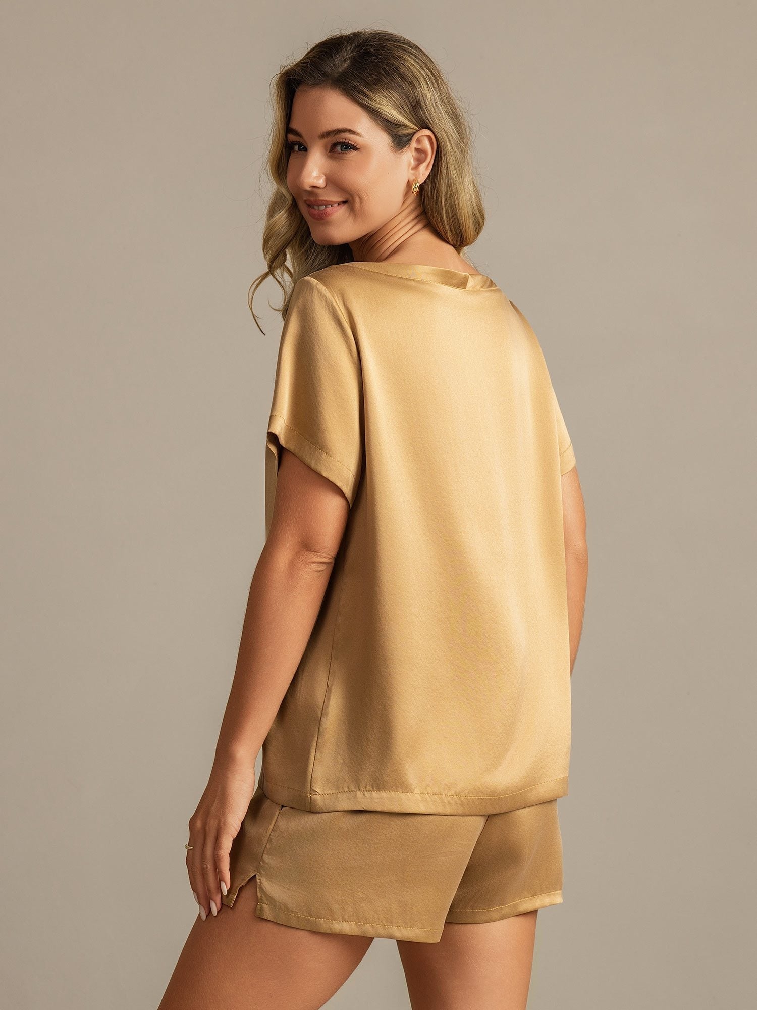 [Tan] SilkSilky-SE 19Momme Silke Womens Pajamas 002,