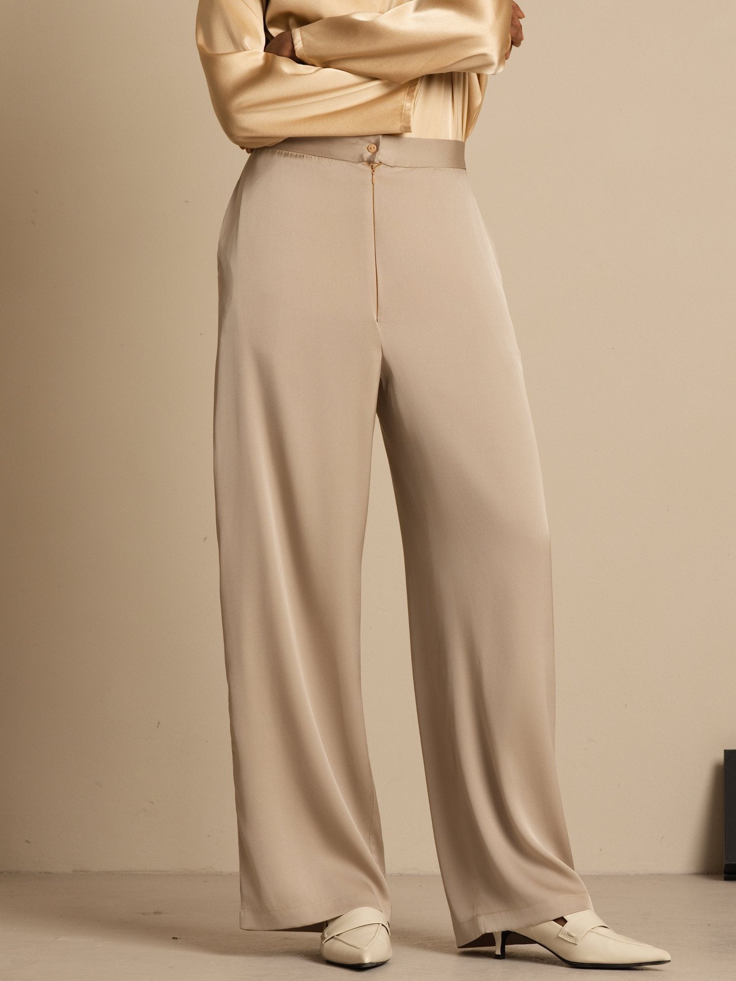 [Tan] SilkSilky-SE 19Momme Silke Womens Pants 006