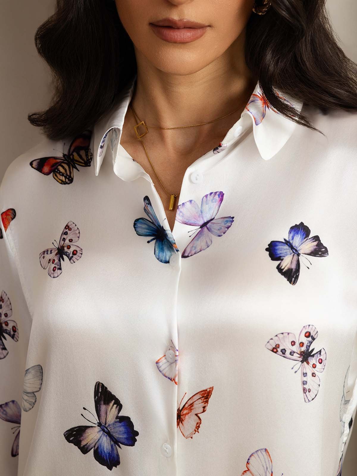 [VitFjäril] SilkSilky-SE 19Momme Silke Krage Women''s Outfit Sets 005