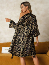 [Leopard] SilkSilky-SE Rent Silke Nightgown&Robe Set 002,