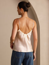 [Rosa] SilkSilky-SE Spaghetti Strap V Neck Cami Toppar 002