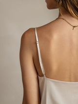 [Ljusgrå] SilkSilky-SE Spaghetti Strap Cowl Neck Cami Toppar 006
