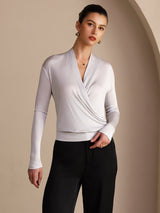 [Grå] SilkSilky-SE Long Sleeve Damblusar 003