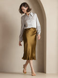 SilkSilky-SE 19Momme Rent Silke Skirt Brun 001