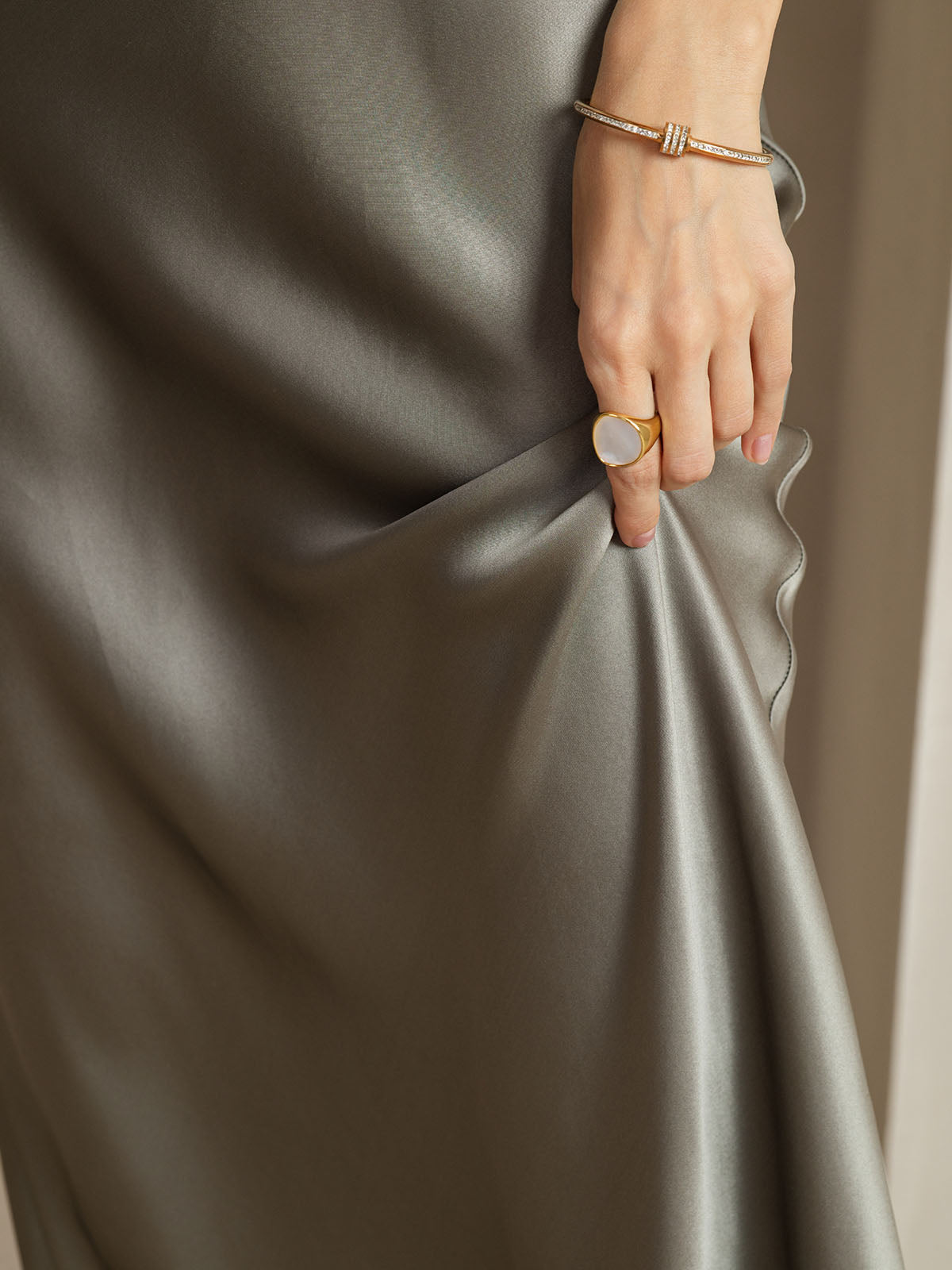 [Grågrön] SilkSilky-SE Rent Silke Dress 006