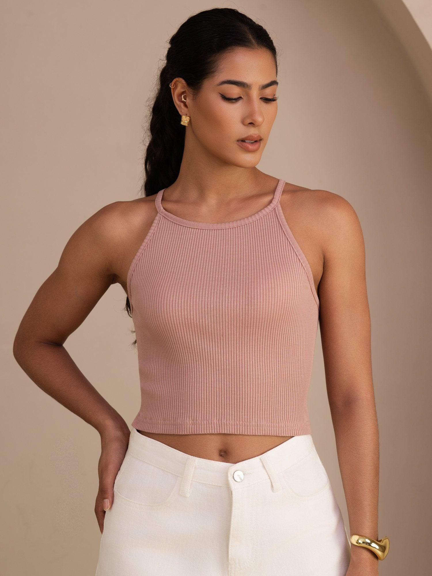 [Rosa] SilkSilky-SE Sleeveless Crew Neck Cami Toppar 001