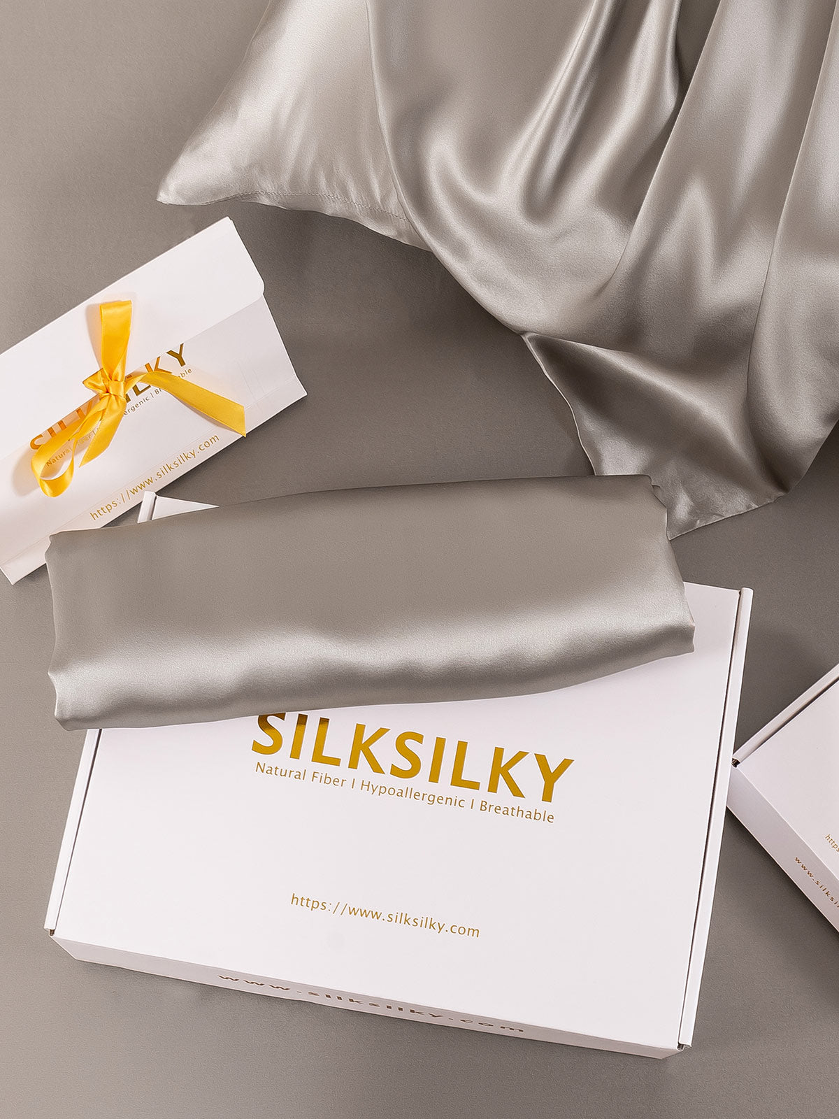 [Grå] SilkSilky-SE 22Momme Rent Silke Pillowcase 003