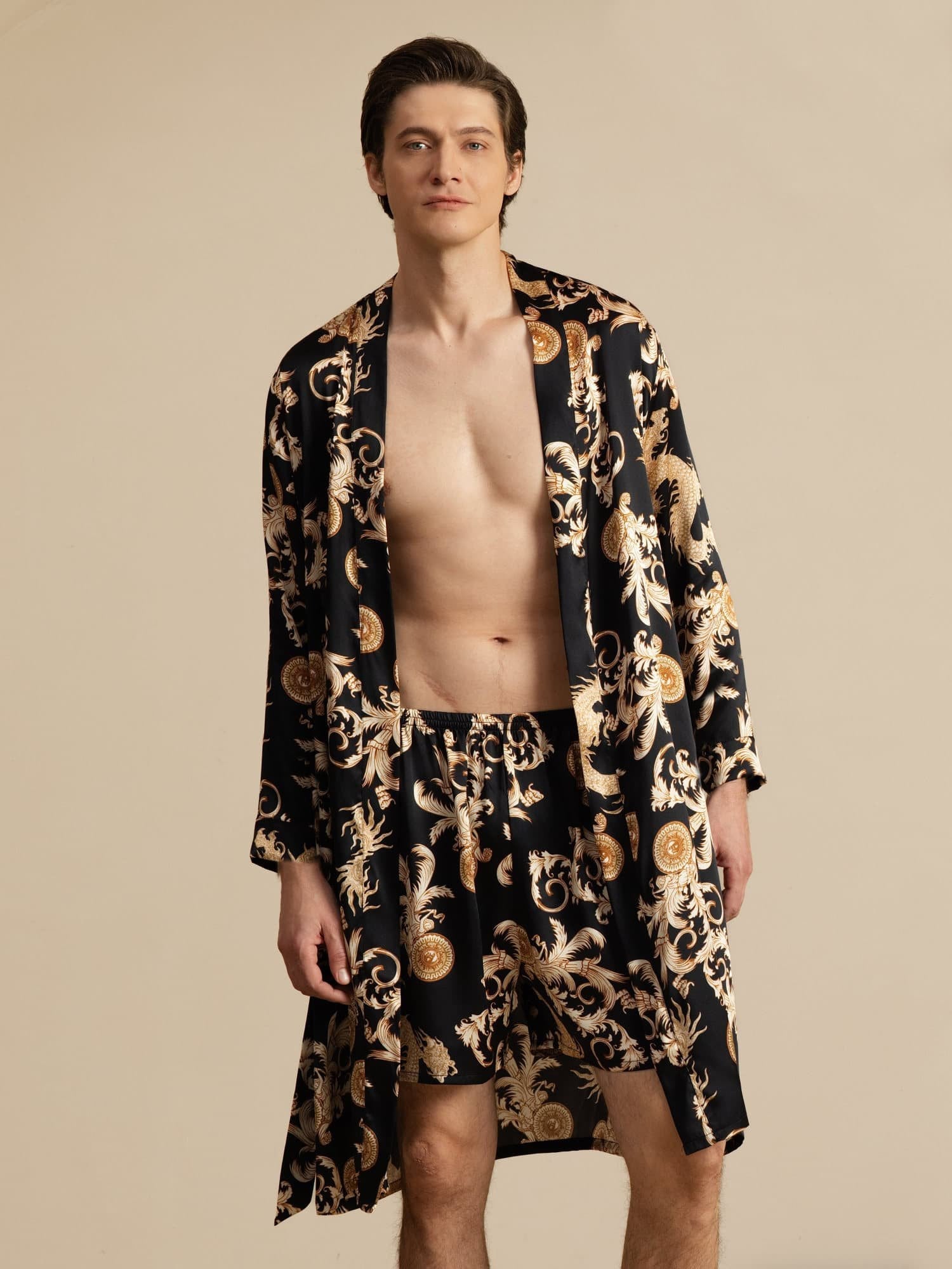 [Svart Drake] SilkSilky-SE Long Sleeve Herr Pyjama 001