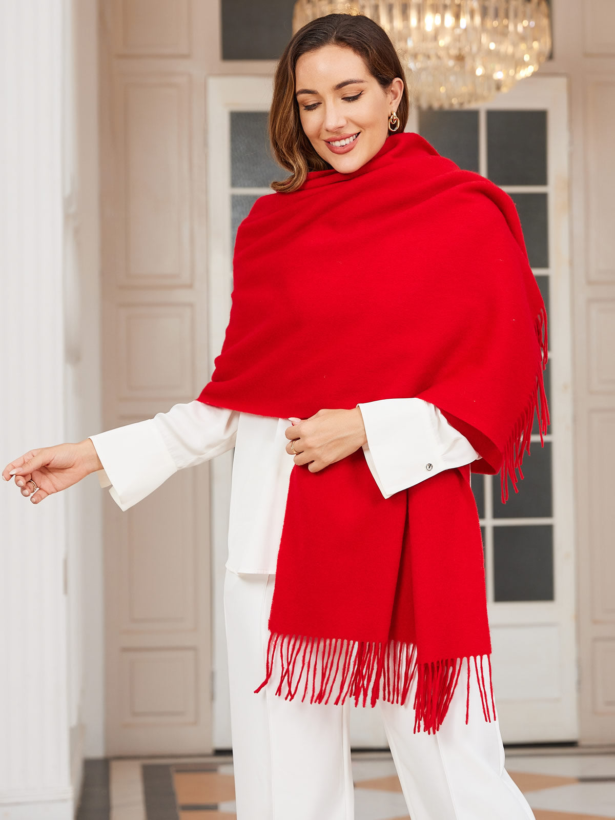 [Röd] SilkSilky-SE Ull Scarf 002