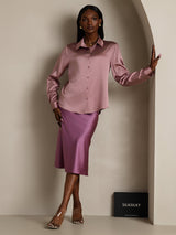 [Blek Mauve] SilkSilky-SE Long Sleeve Lapel Collar Damskjorta 007