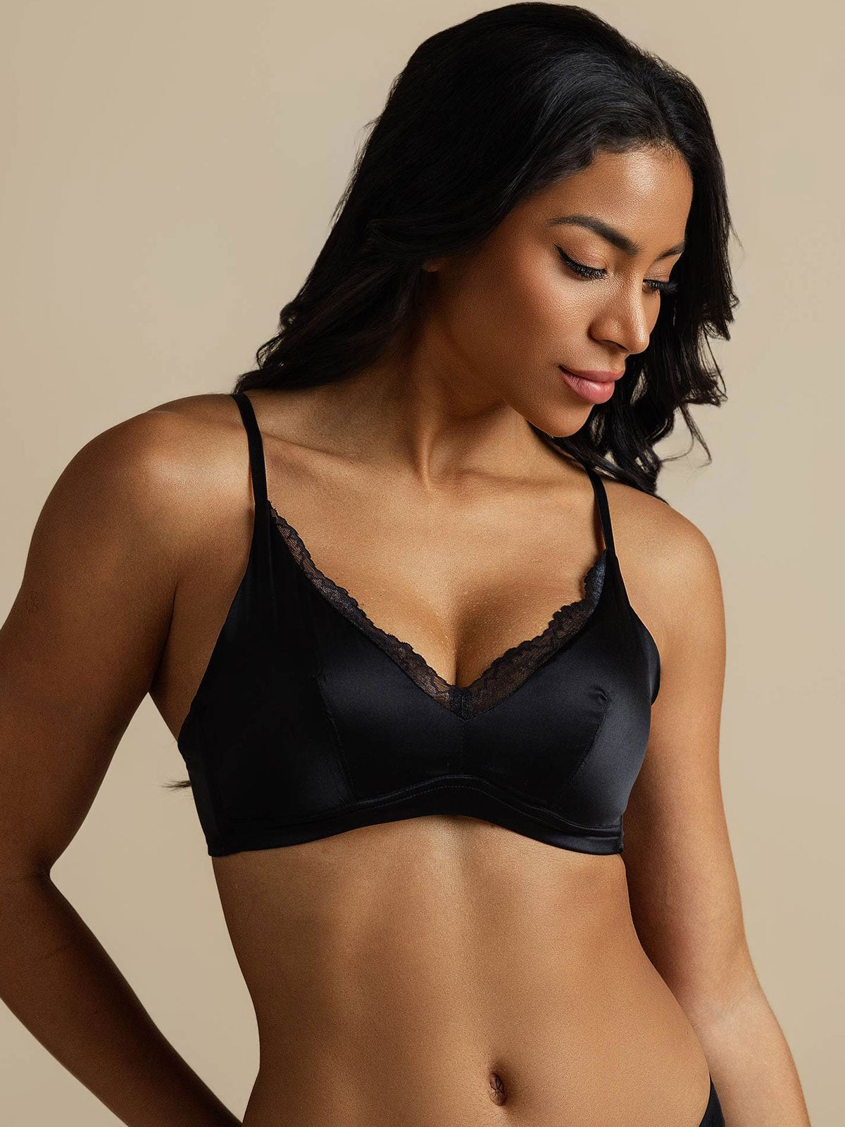 [Svart] SilkSilky-SE Rent Silke Bra 003