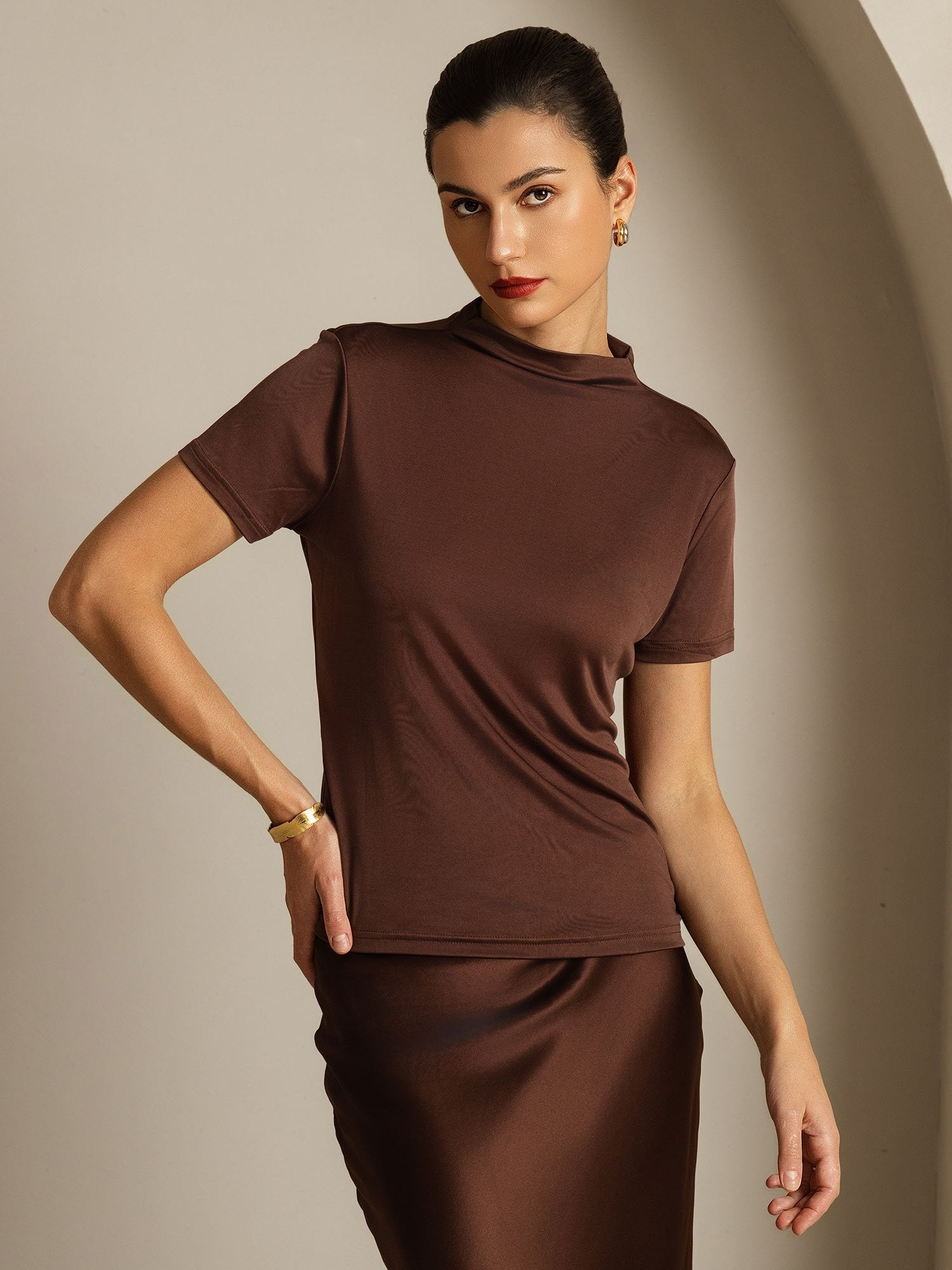 [Kaffe] SilkSilky-SE Rent Silke Krage Dam T-Shirt 001
