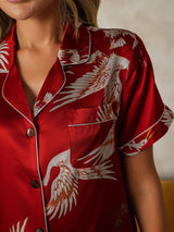 [Mörkröd] SilkSilky-SE Short Sleeve Lapel Collar Dam Pyjama 004
