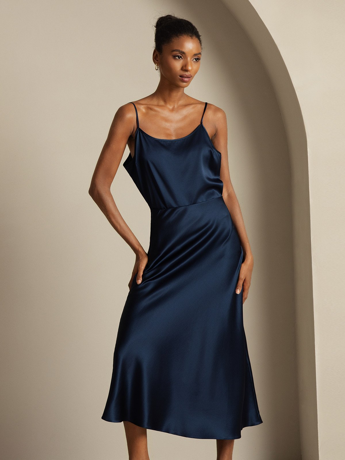 [Mörkblå] SilkSilky-SE 19Momme Rent Silke Womens Outfit Sets 004,