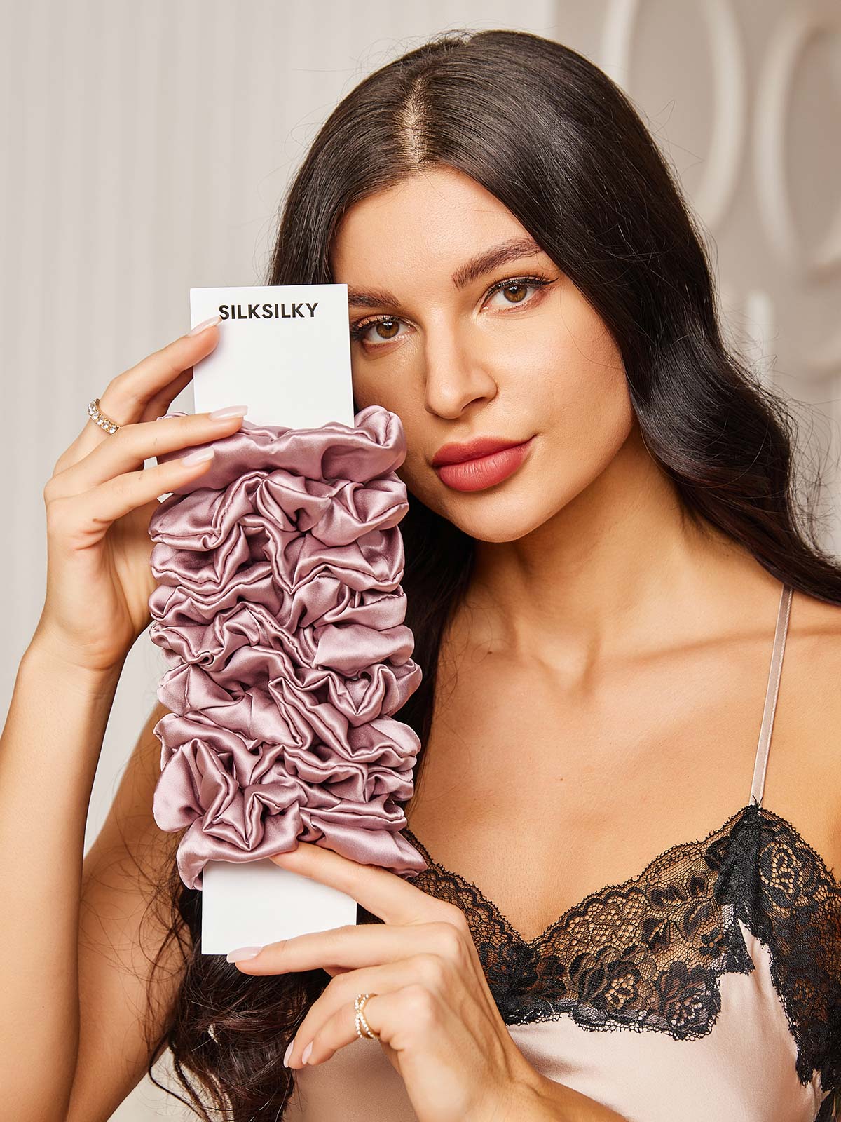 [Blek Mauve] SilkSilky-SE 19Momme Rent Silke Scrunchie 001