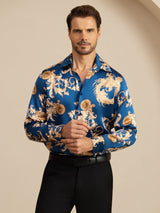 [Navy Drake] SilkSilky-SE Long Sleeve Lapel Collar Herrskjorta 005