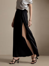 [Svart] SilkSilky-SE 19Momme Silke Womens Pants 003