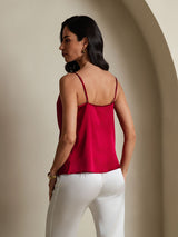 [Vin] SilkSilky-SE 19Momme Spaghetti Rem Cowl Halsringning Cami Toppar 002