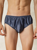 [Gråblå] SilkSilky-SE Rent Silke Mens Underwear 001