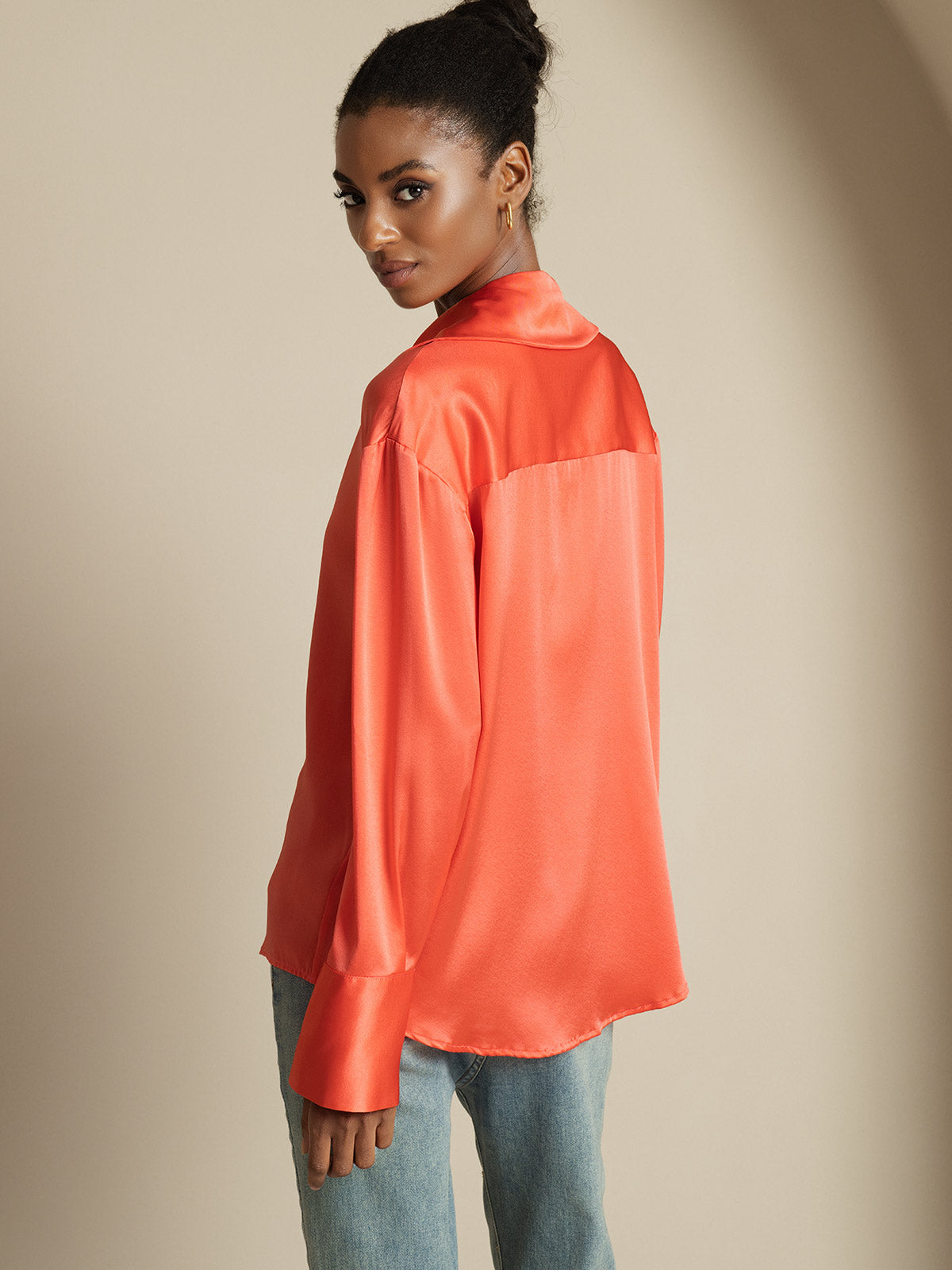[Kejserligt Röd] SilkSilky-SE 19Momme Silke Womens Shirt 002