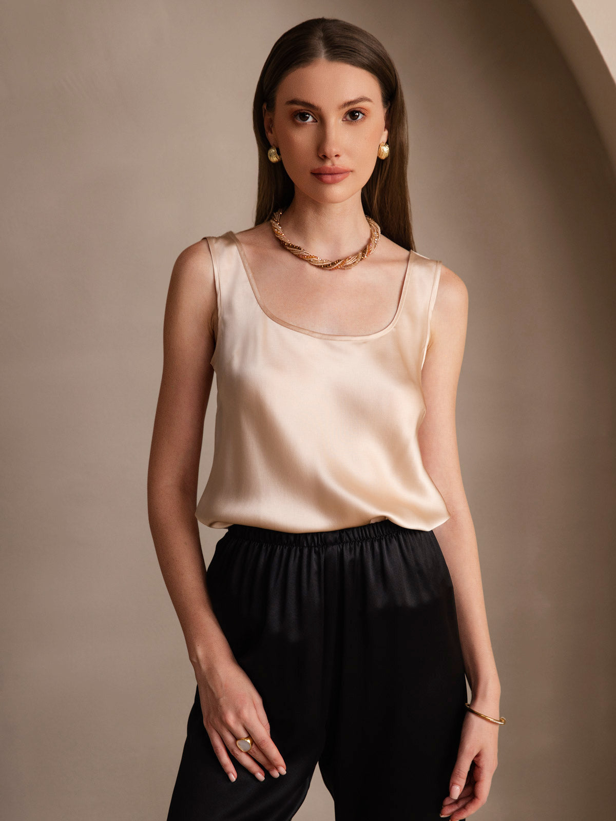 [Champagne] SilkSilky-SE 19Momme Silke Camisoles 001,