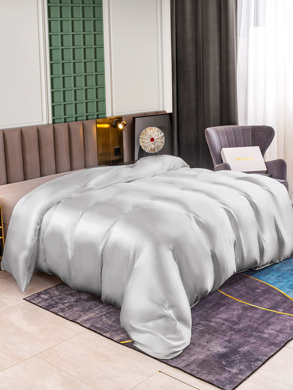 [Silver] SilkSilky-SE 25Momme Rent Silke Duvet Cover 001