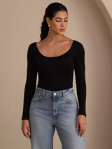 [Svart] SilkSilky-SE Long Sleeve Womens T-Shirt 003
