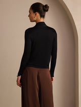 [Svart] SilkSilky-SE Long Sleeve Damblusar 002