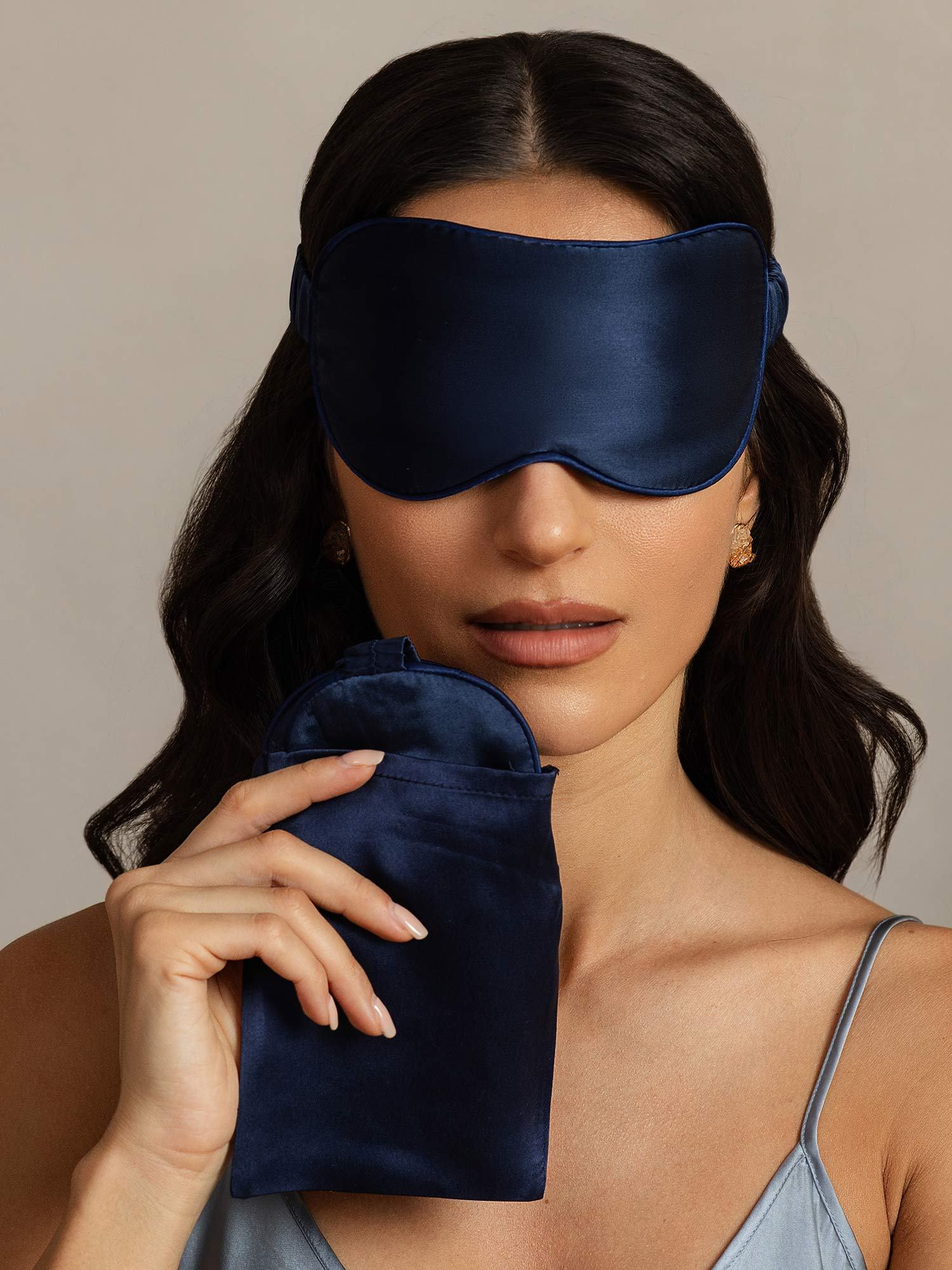 [Mörkblå] SilkSilky-SE Rent Silke Eye Mask 006