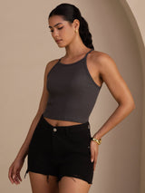 [Grå] SilkSilky-SE Sleeveless Crew Neck Cami Toppar 004