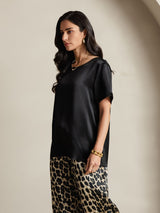 [Multi] SilkSilky-SE Rent Silke Kort Ärm Round Neck Dam Pyjama 004