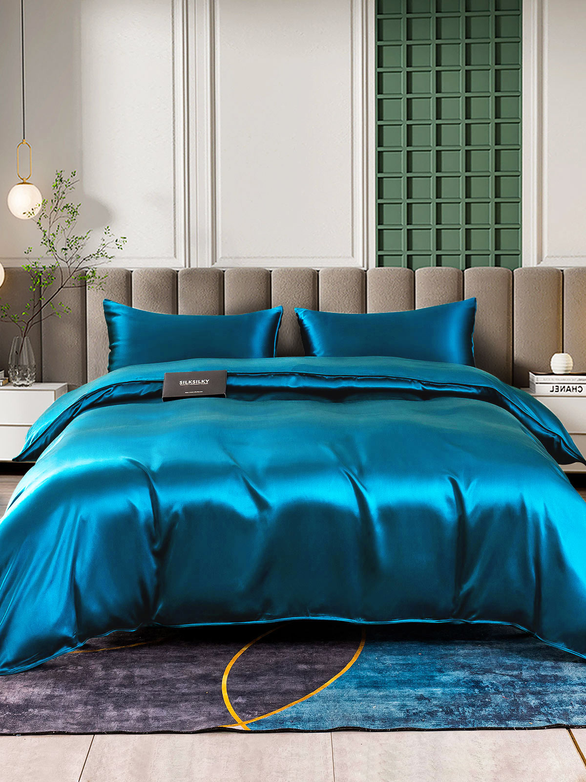 [Kungsblått] SilkSilky-SE 25Momme Rent Silke Bedding Set 002