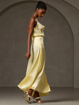 [Gul] SilkSilky-SE Spaghetti Strap Cowl Neck Cami Toppar 006