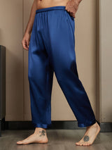 [Mörkblå] SilkSilky-SE Rent Silke Mens Sleep Bottoms 004