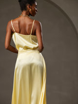 [Gul] SilkSilky-SE Spaghetti Strap Cowl Neck Cami Toppar 004